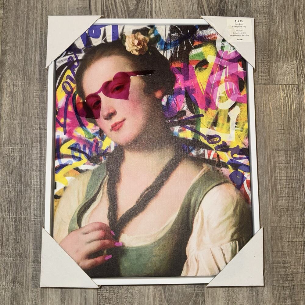 Hobby Lobby Pop Art Renaissance Woman Heart Sunglasses Graffiti Wall Art 11x14